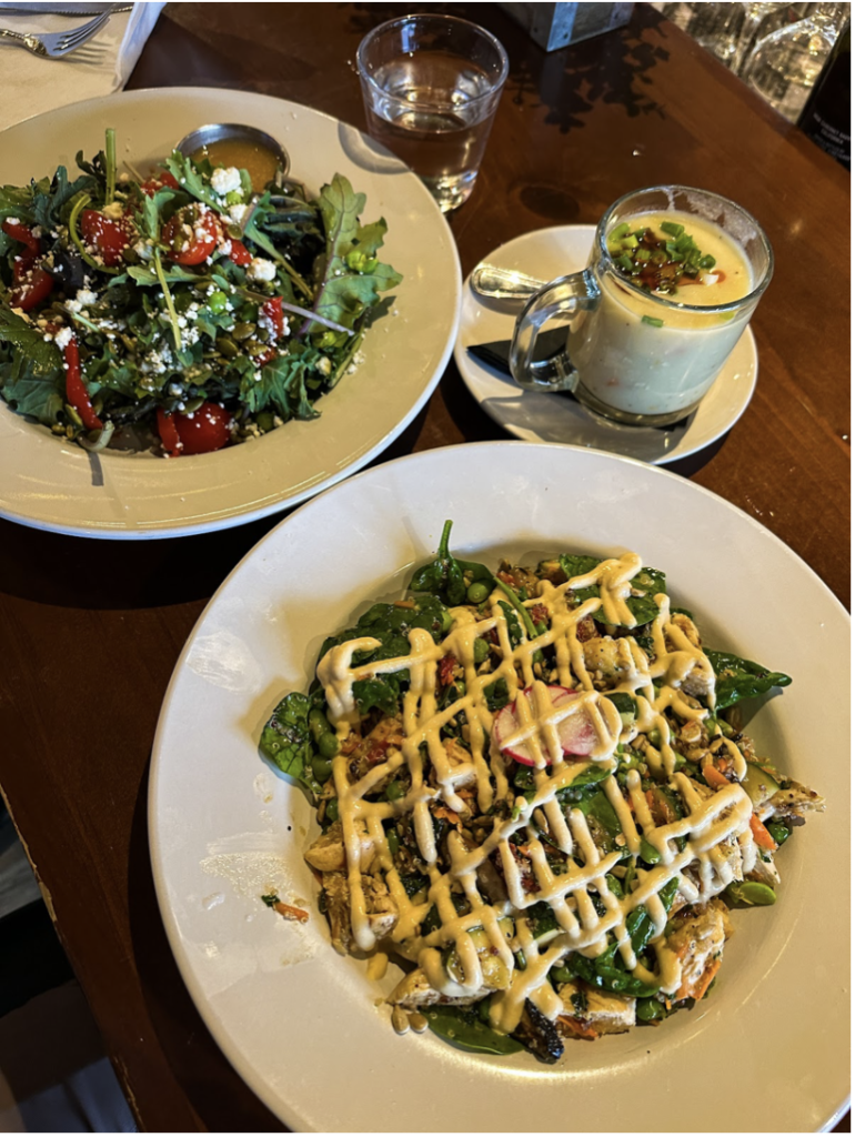 two salads for dinner at The Speckled Trout in Blowing Rock, North Carolina