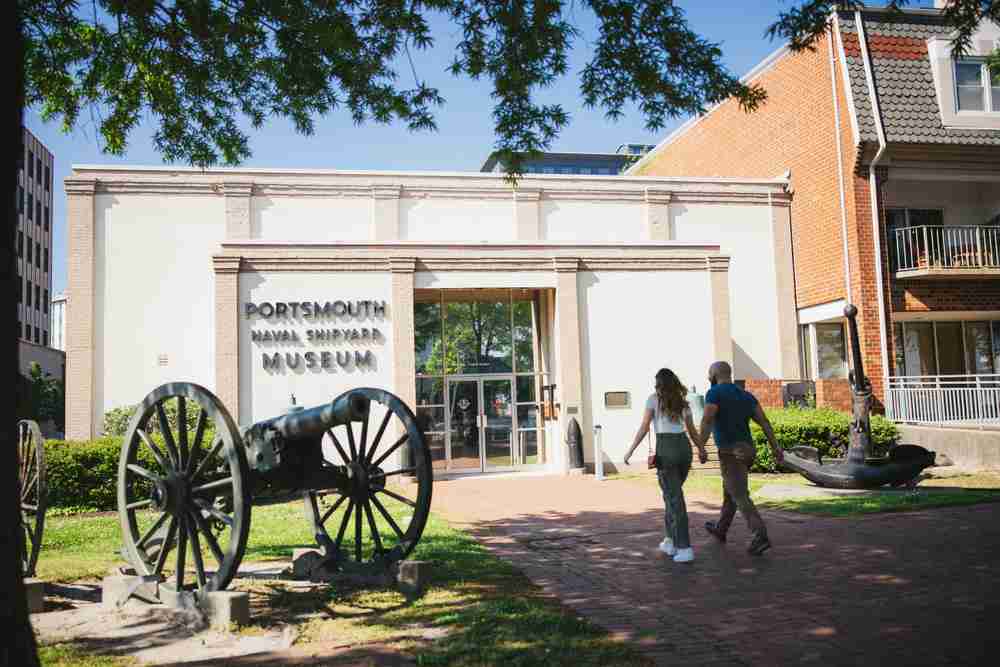 the entrance to the Portsmouth Naval Shipyard Museum 